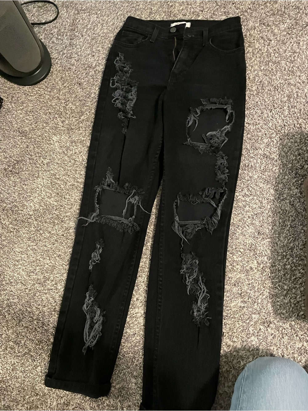 Vibrant Black Ripped Skinny Jeans